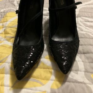 Michael Michael Kors Black Pointed Toe Sequin Pump